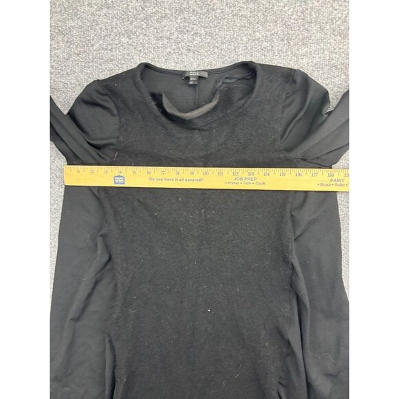 COS Wool Blend Dress Women's Medium Black Pockets Long Sleeve Shift  A-Line - Picture 5 of 8